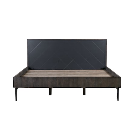 Armen Living Cross Solid Oak and Metal King Platform Bed Frame LCCRBDOAKG